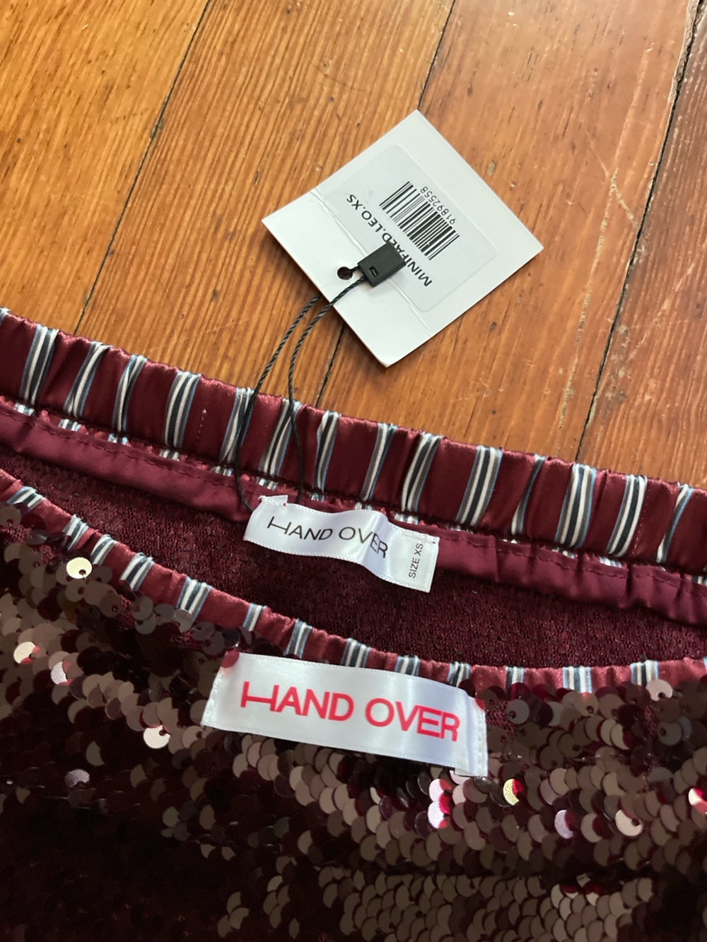 NWT Hand Over Leo Mini Skirt in Maroon Red Sequin Sparkle Micro Party Cocktail - Picture 10 of 11